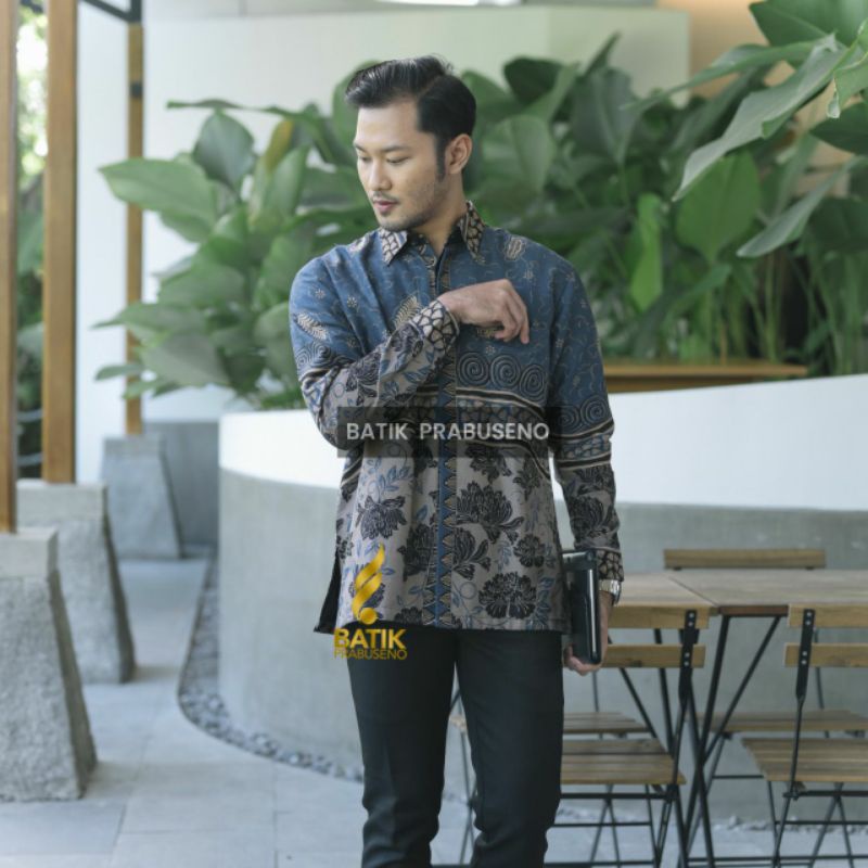 WANDA BIRU Kemeja Batik Pria Lengan Panjang Reguler Original Ori Prabuseno Full Furing Jumbo Modern 