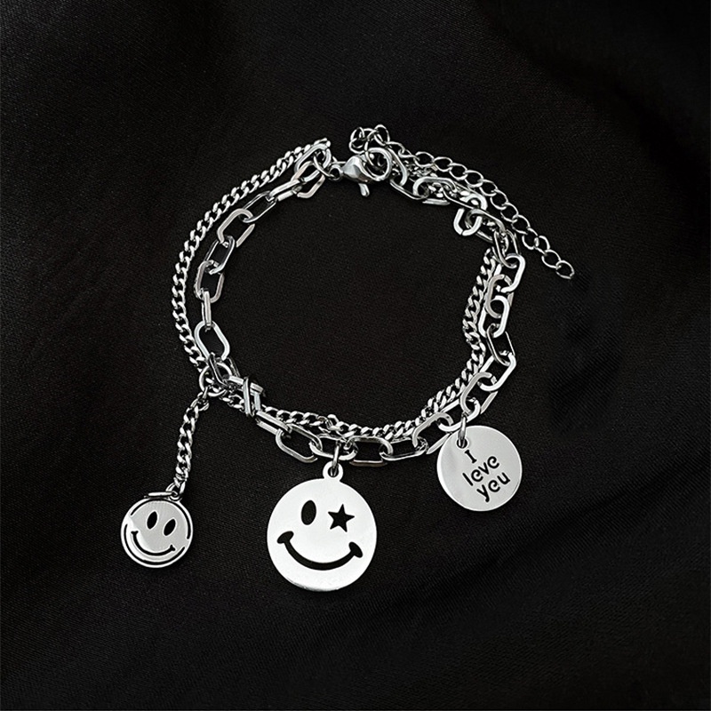 New short smiley face multi-element combination tassel wild bracelet 210825