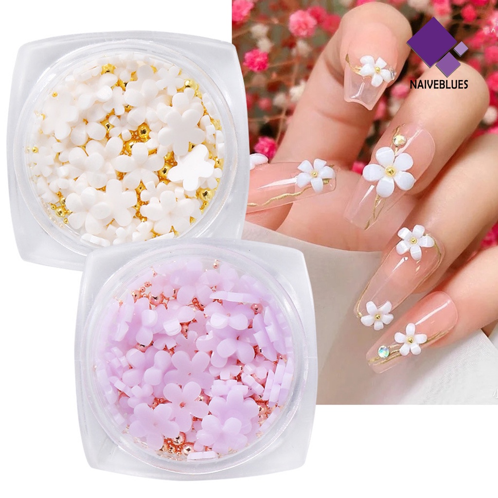 Naiveblue 1 Kotak Dekorasi Nail Art 3D Bahan Resin Warna Gradasi