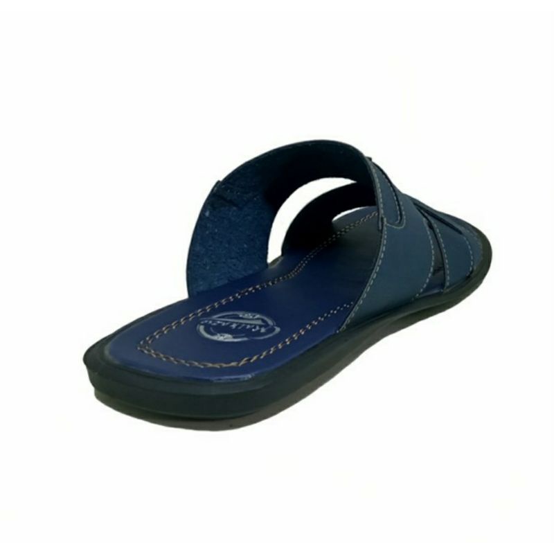 Sandal Slide Pria BIG Size 44-48 / SLOP Cowok LUAR Negri / Sendal Kulit JUMBO BESAR Navy, 48