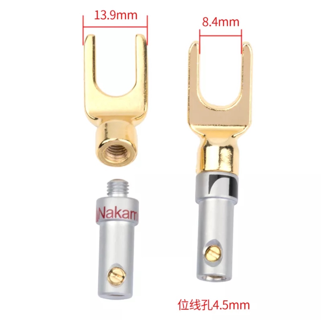 Banana Speaker U Fork Y Splade Copper Gold Plated Nakamichi 2 pcs