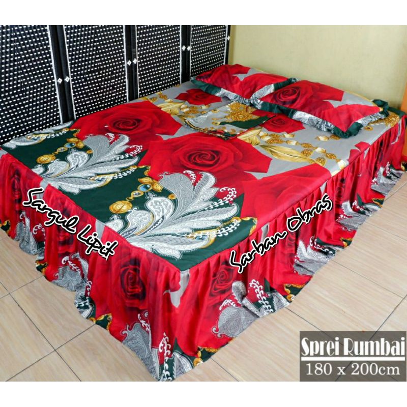 Sprei Rumbai Homemade Motif Red Rose size 180 ataya sprei