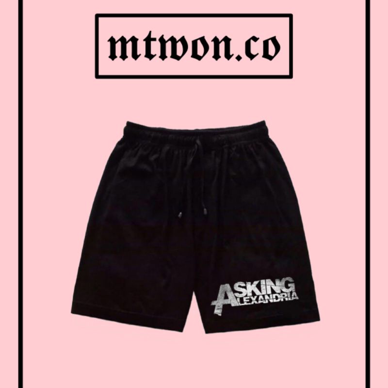 CELANA PENDEK BAND ASKING ALEXANDRIA METAL ROCK PUNK LOGO HITAM MOTIF BOXER SHORTPANTS BRAND DISTRO 