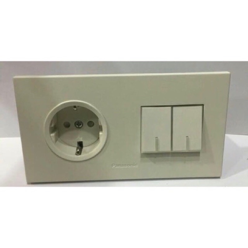 Panasonic Stop Kontak WESJP11212 + Saklar Double WESJ5931 Style E Minimalis Putih