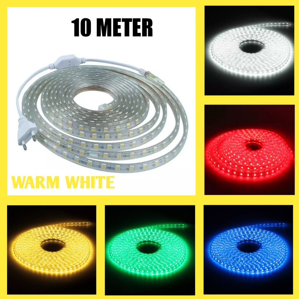 Lampu LED Strip / Lampu Selang 10 Meter SMD5050 220V + Konektor