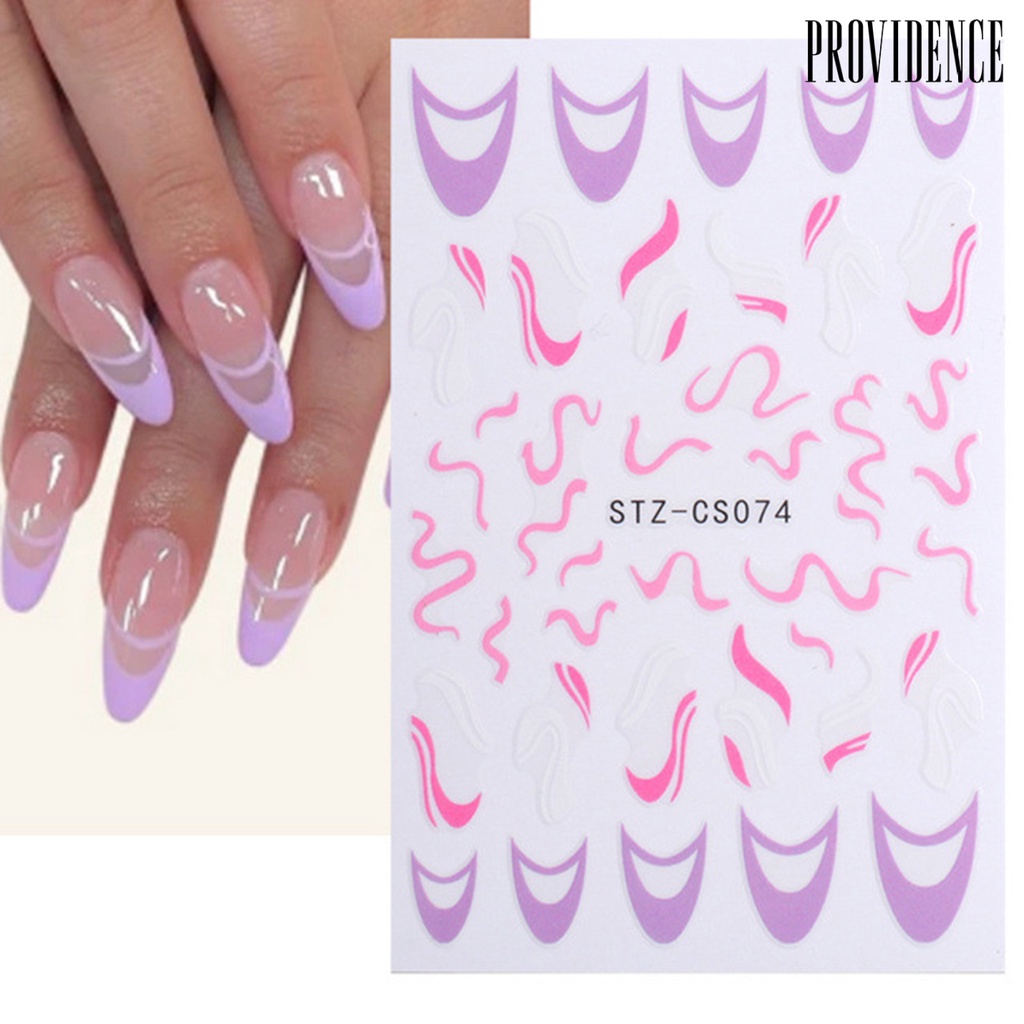 Providence 7Pcs/Set Nail Line Sticker French Style Strip Patterns Ultra Thin 3D Geometry Irregular Whirling Wave Cow Decal for Manicure