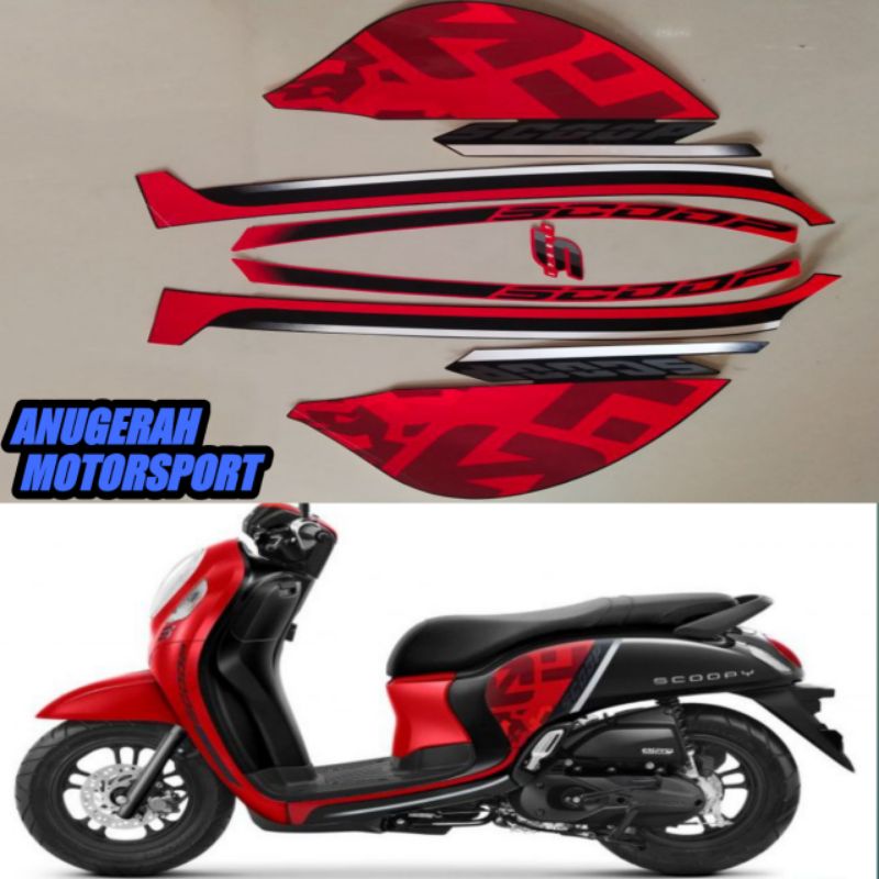 striping / sticker lis honda Scoopy merah hitam 2021