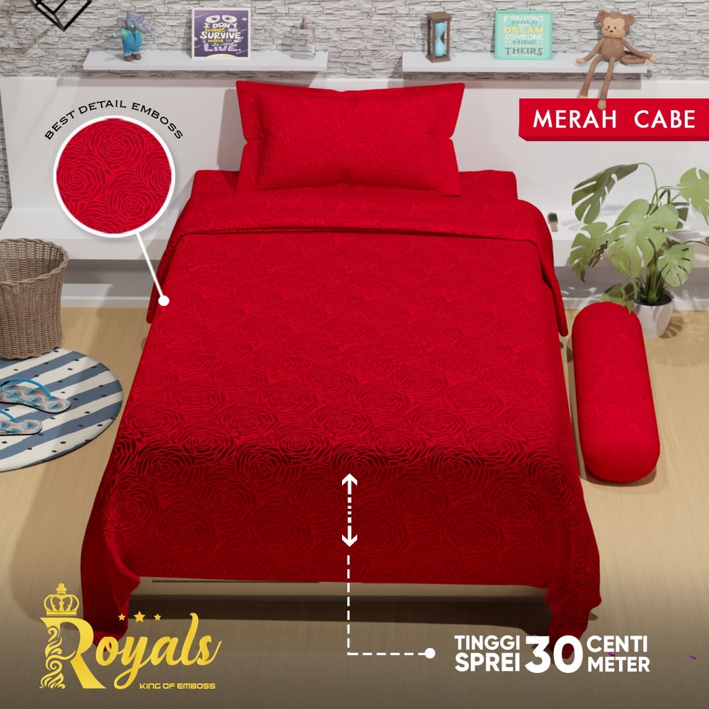 Royals BedCover Set Sprei Uk 120 - Merah Cabe