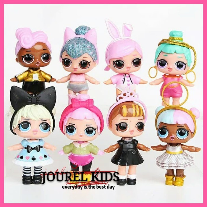 JK -  mainan boneka figure lol surprise set 8 hiasan kue topper cake murah