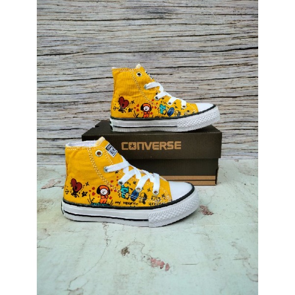 SEPATU ANAK CONVERSE BT21 YELLOW PREMIUM HIGH QUALITY CONVERSE ANAK KARAKTER