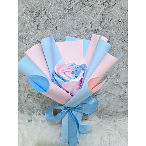 Jual Buket Bunga Stem Bouquet Bucket Bunga Satin Paper Hadiah