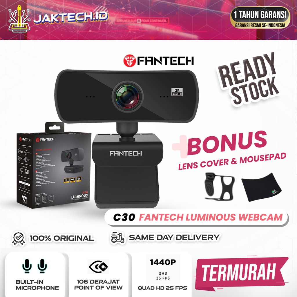 Fantech C30 Webcam Luminous 2k 4mp QHD 1440p / GARANSI RESMI