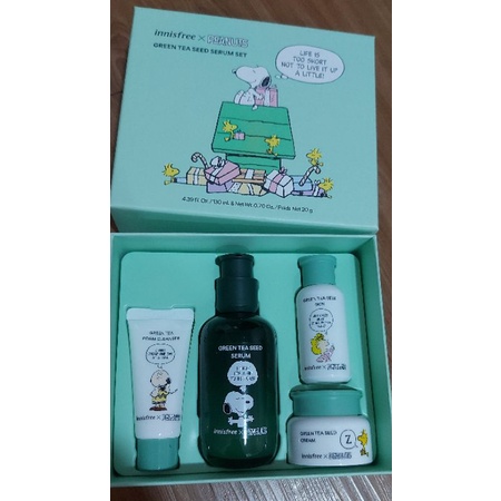 PRELOVED - Innisfree x peanuts GREEN TEA SEED SERUM SET