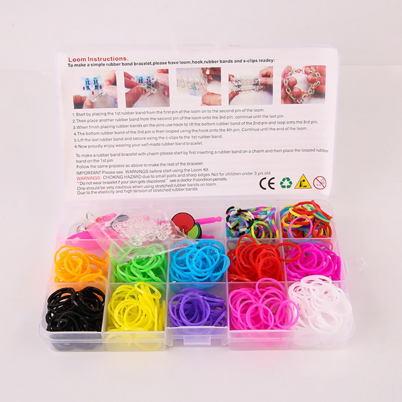 Mary 480Pcs/15kisi DIY Tenun Tangan Pelangi Karet Gelang Anak-Anak Loom Hadiah