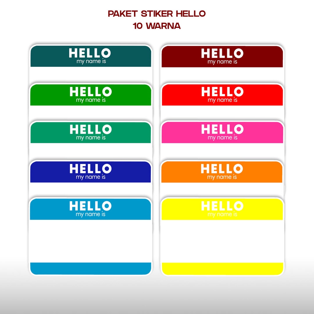 

Paket Stiker Vynil Glossy Graffiti Hello My Name is - sticker label nama full 10pcs