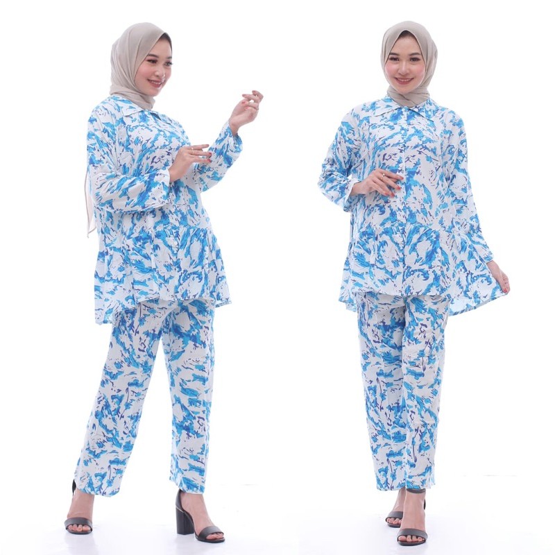 Setelan one set tie dye lengan panjang celana panjang