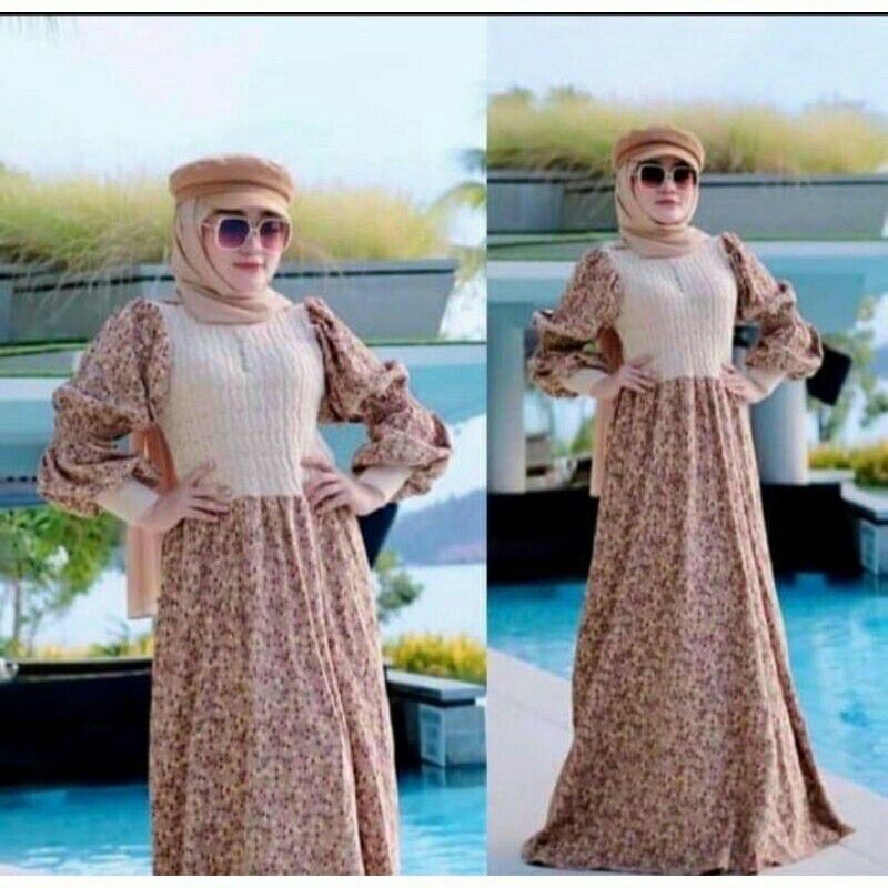 LKH16 RESTOCK DRESS MAXI / GAMIS RAJUT KOMBINASI KODORAI IMPORT