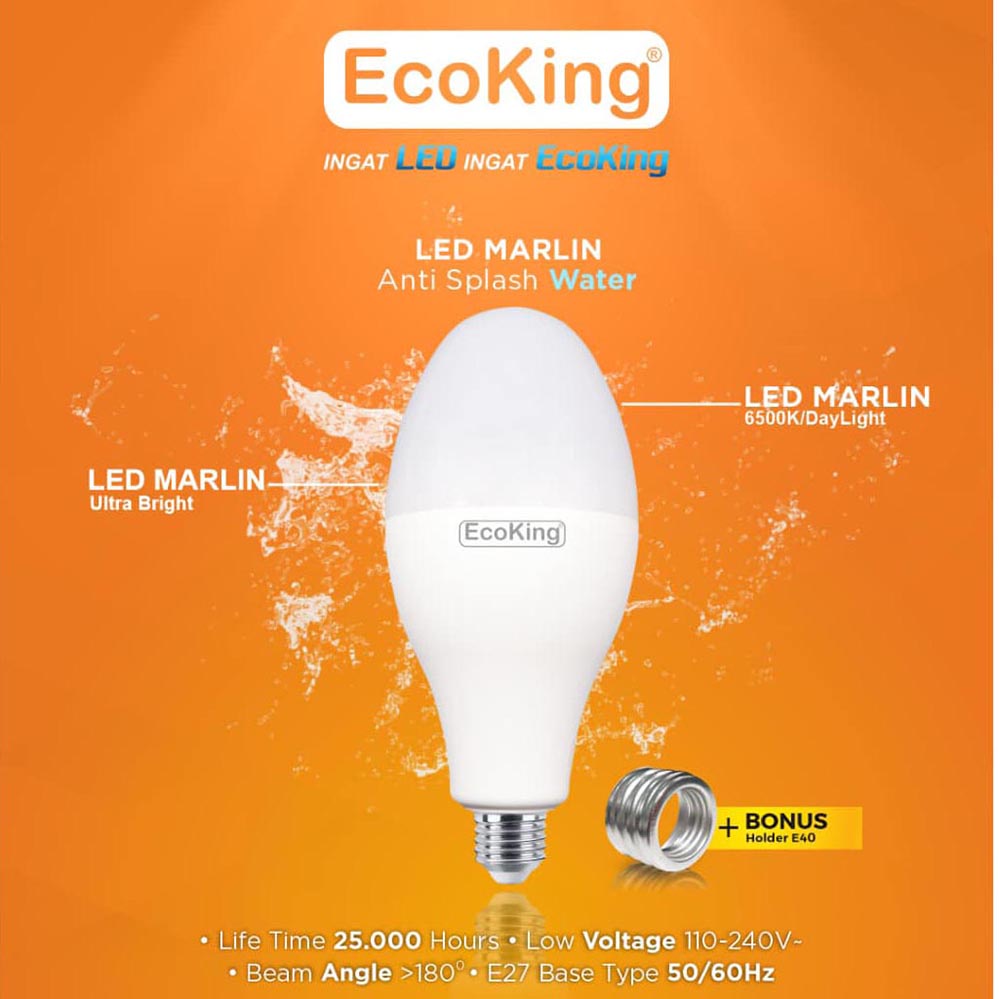 Ecoking lampu LED marlin 80W Watt E27 E40 Bola Lampu jalan ORIGINAL