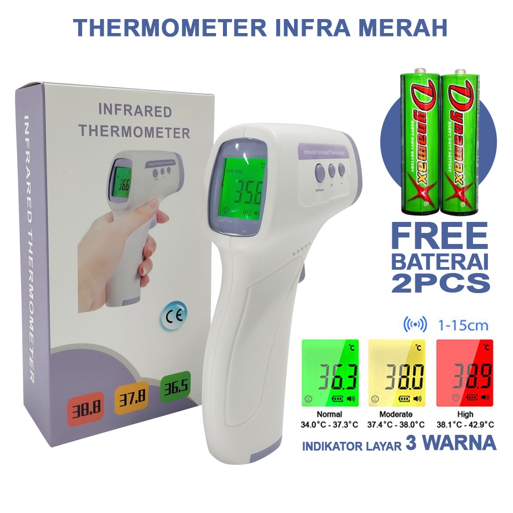 Thermogun thermometer infrared Thermo gun GF-Z99Y layar 3 warna alat ukur suhu badan