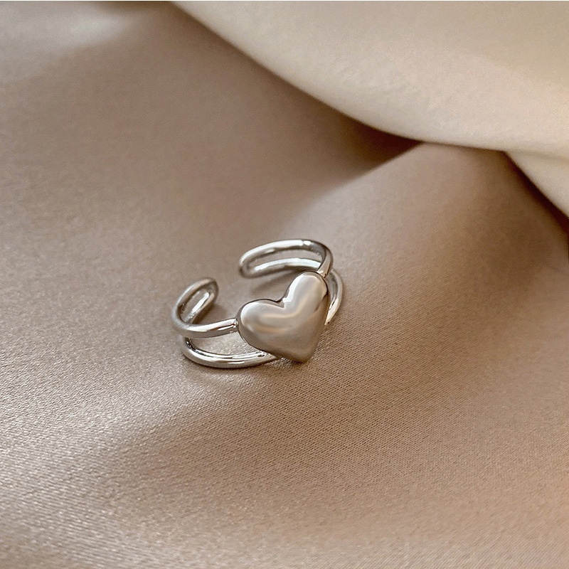 Cincin Jari Telunjuk Model Dua Sisi Desain Hati Gaya Korea Selatan Untuk Wanita