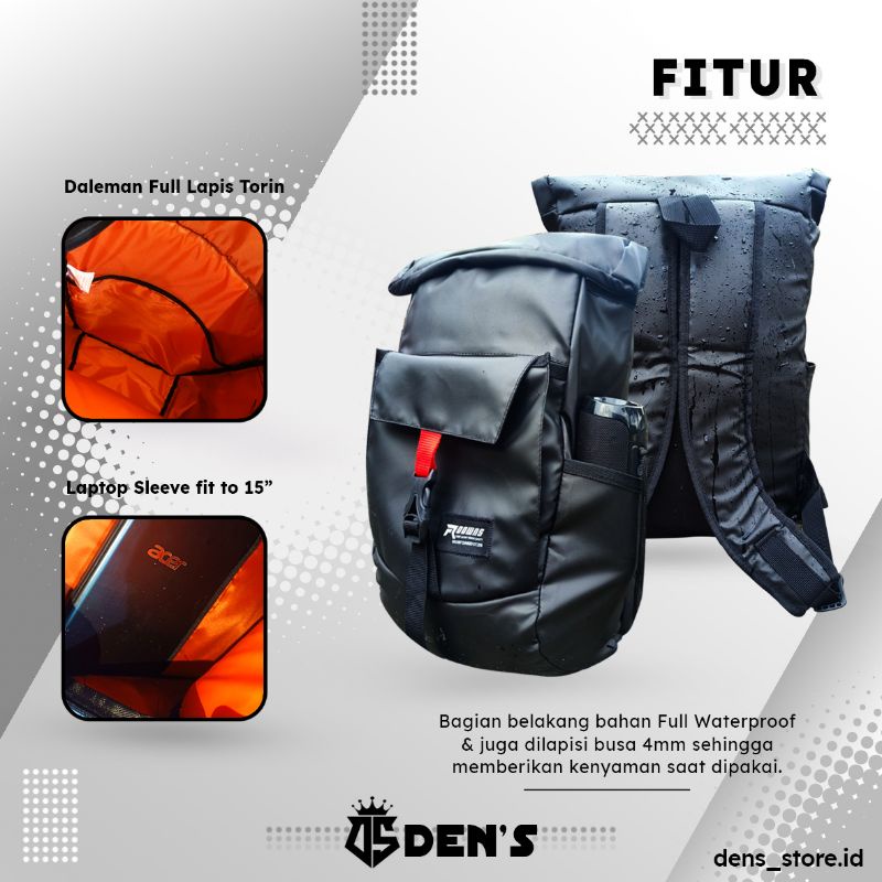 Tas Ransel Pria Waterproof Backpack Rockford Tas Outdor Tas Punggung Anti Air Anti Sobek