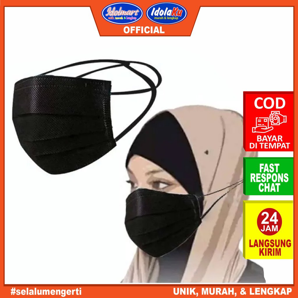 IDOLAKU Masker Disposable Mask Headloop Hijab 3 PLY isi 50 Pcs