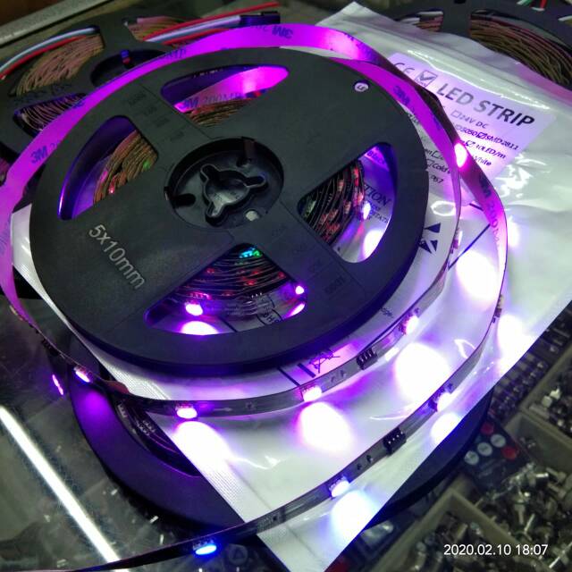 Led ws 2811 dc 12v black pcb 150led per 1roll panjang 5meter