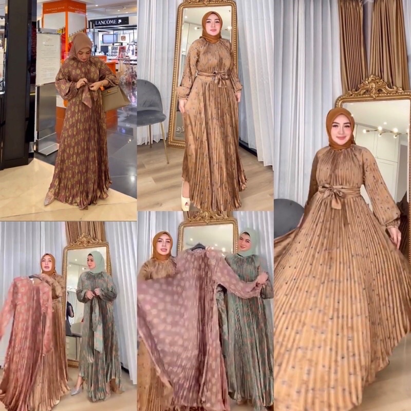 DRESS PLISKET BUNGA KECIL BY SHELLASAUKIA ORIGINAL