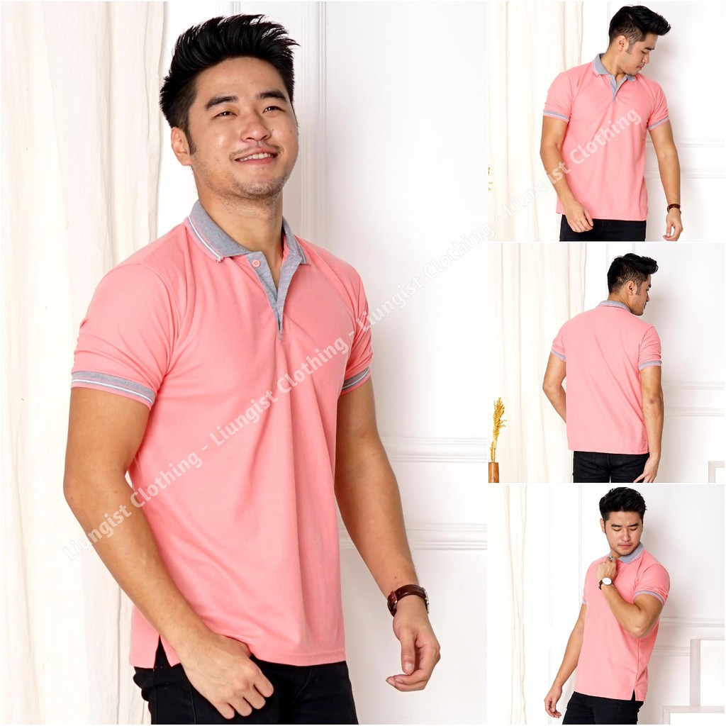 Kaos kerah / kaos polo / poloshirt / polo shirt / Kaos polo Pique Premium Size Besar-Salem Kerah Abu
