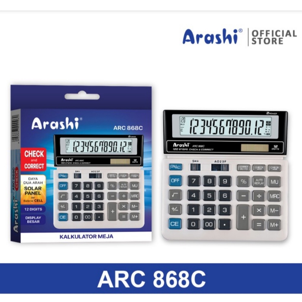 

Arashi ARC 868C Kalkulator Calculator Check & Correct 12 Digit