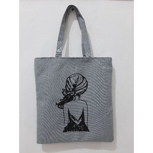 Tote Bag Canvas Resleting dan Saku Unisex Premium