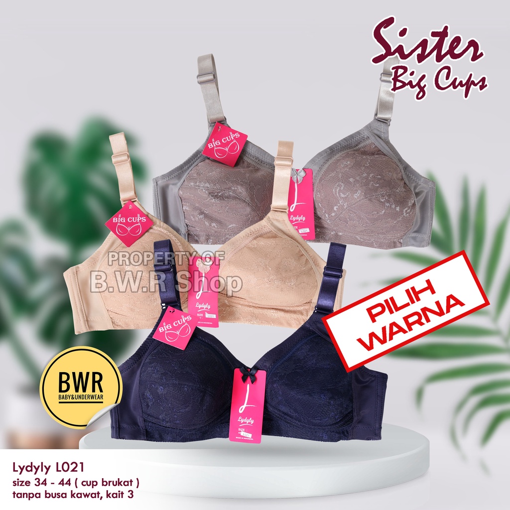 Bra Lydyly L021 BRUKAT / Bh Sport Wanita L 021 Busa Tipis Tanpa Kawat Kait 3 Bisa PILIH WARNA | Bwr