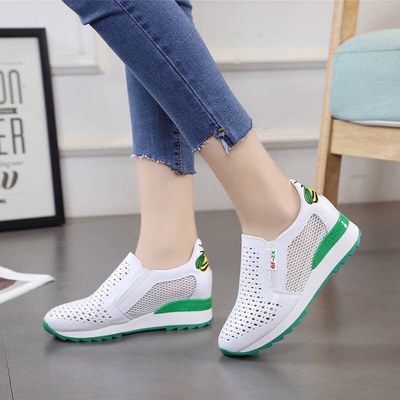 ( AMOUR ) Sepatu Wanita Wedges Brokat Import Fashion Korea 901