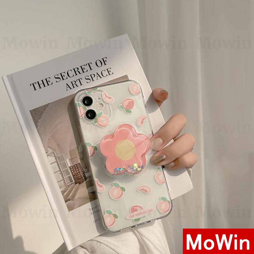 Soft Case Silikon Transparan Motif Bunga Dengan Popsocket Untuk Iphone 13 Pro Max 12 11 Pro Max 7