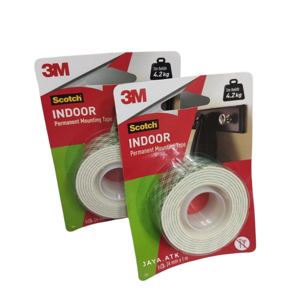 3M DOUBLE TAPE MOUNTING SCOTCH 24 MM X 1M 114 INDOOR PERMANEN SELOTIP DOUBLE FOAM