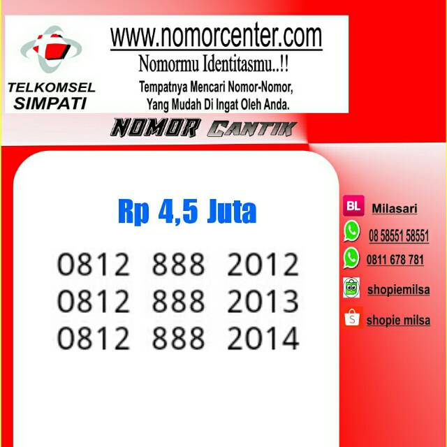 Nomer Cantik Simpati Seri Tahun 2012/2013/2014 - 0812 888 2014 ,11 Digit Terbaik #NC2 274