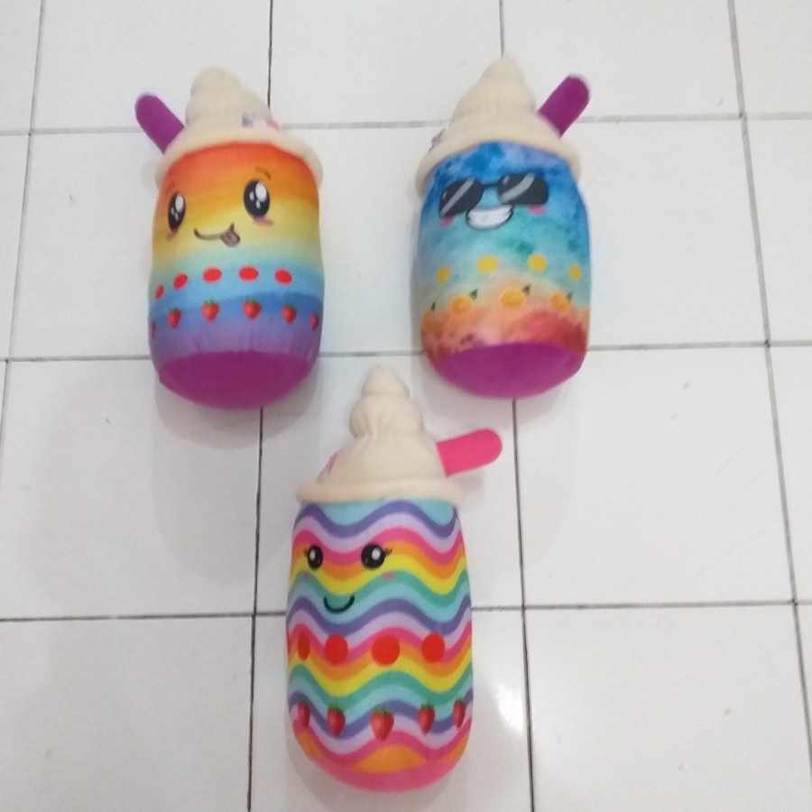 Boneka Boba Pelangi Rainbow ICE CREAM Tinggi 35cm / Bantal Minuman/Boneka Lucccccuuuuu