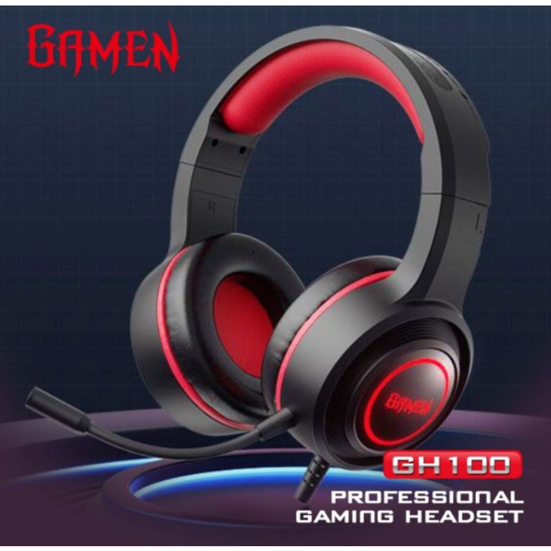 Headset Headphone Earphone GAMEN GH100 Black 3D Original