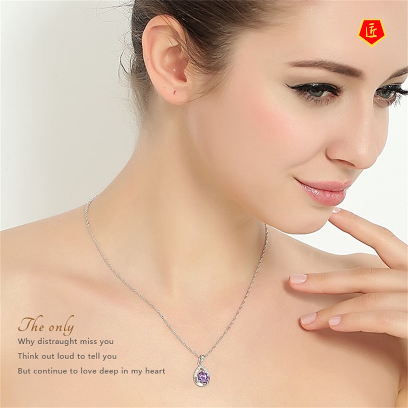 [Ready Stock]Faith Crystal Pendant Silver Necklace Female Birthday Present Elegant Fashion