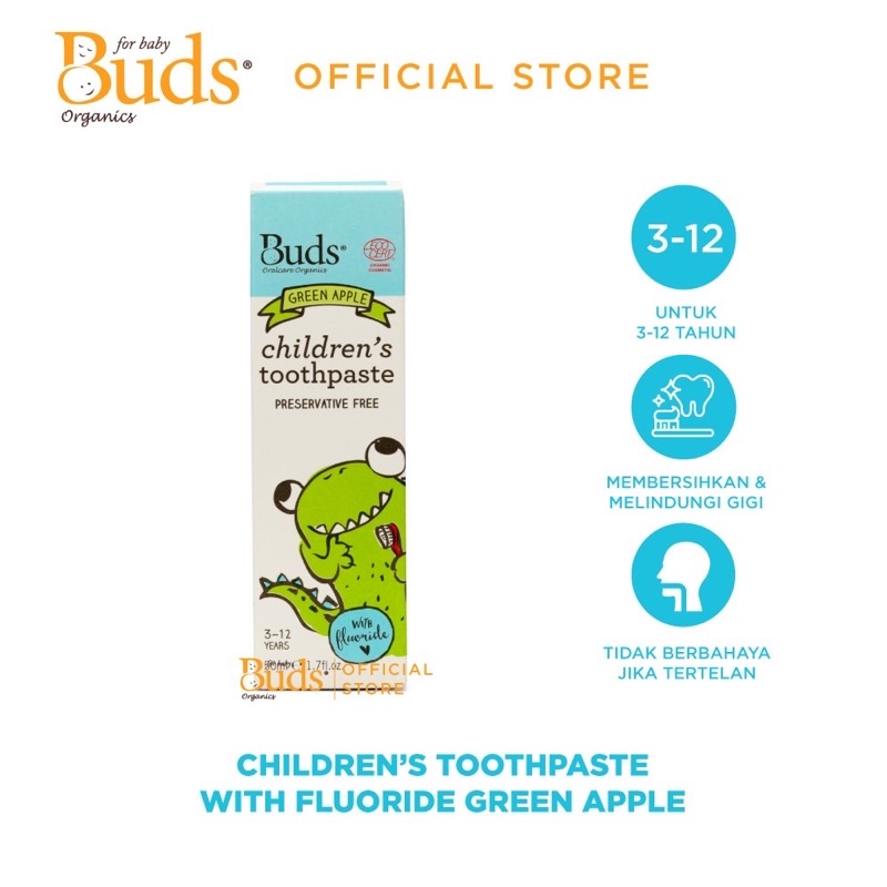 Buds Organics Toothpaste With Fluoride/Pasta Gigi Anak