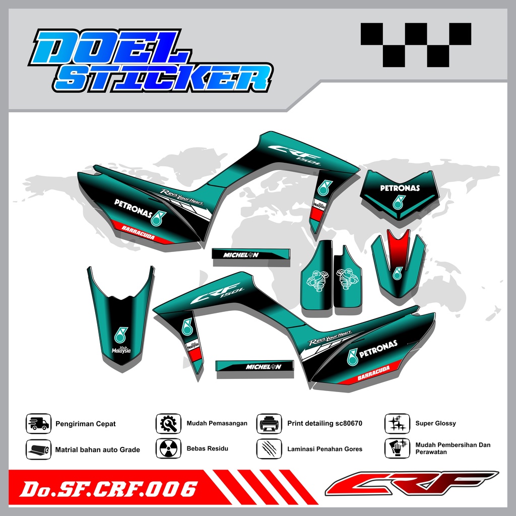 Sticker Striping Semifull CRF 150L List Variasi Hologram Pelangi,Crome Doel  006