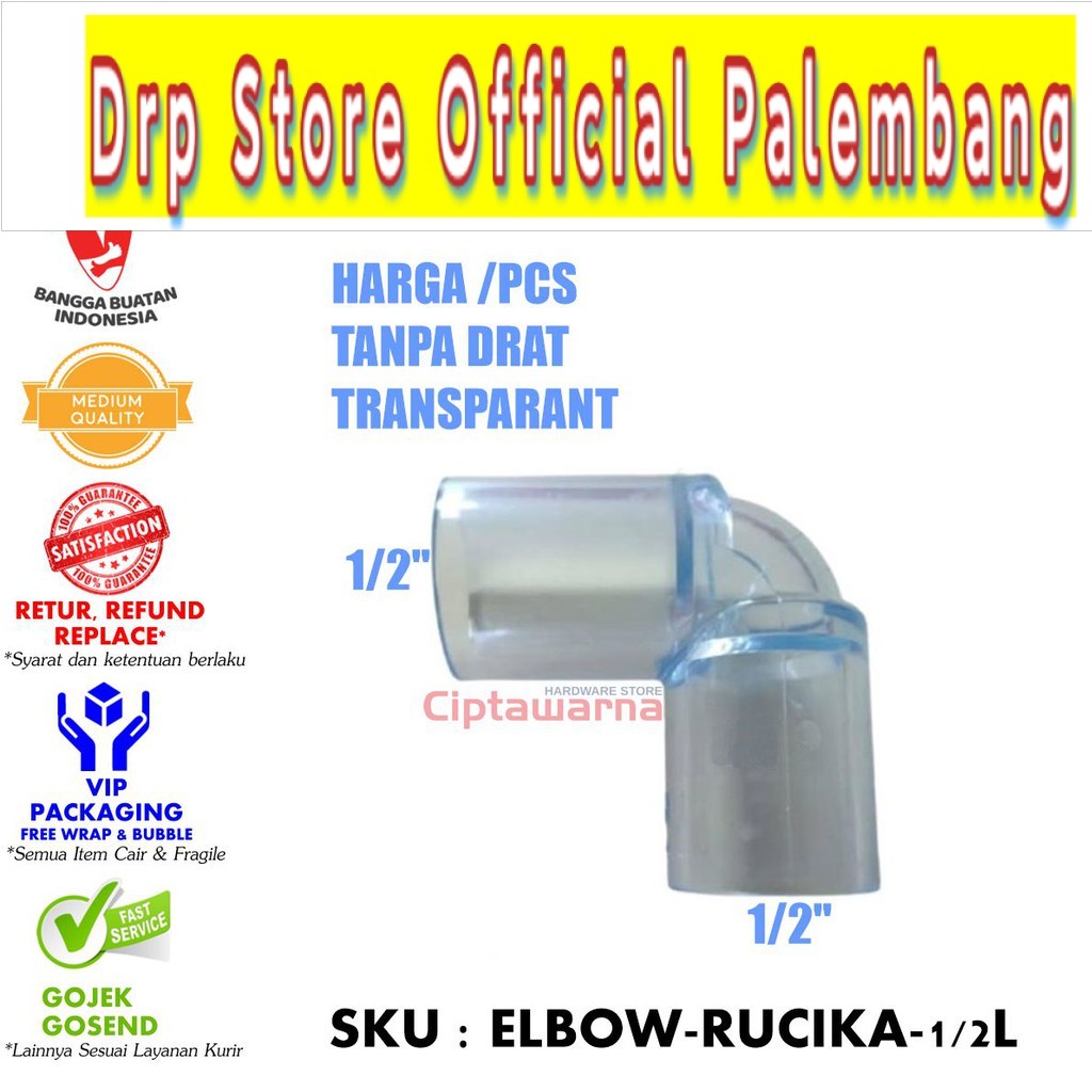 Fitting PVC Transparan Rucika Knie AW - 1/2 - Elbow Aw