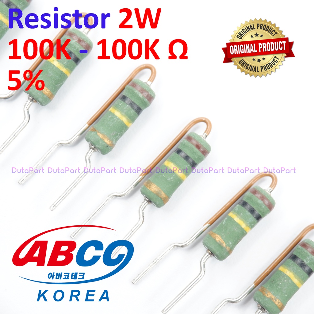 Resistor 100K Ohm 2 Watt 5% ORIGINAL ABCO KOREA 2W 100 K HIGH QUALITY