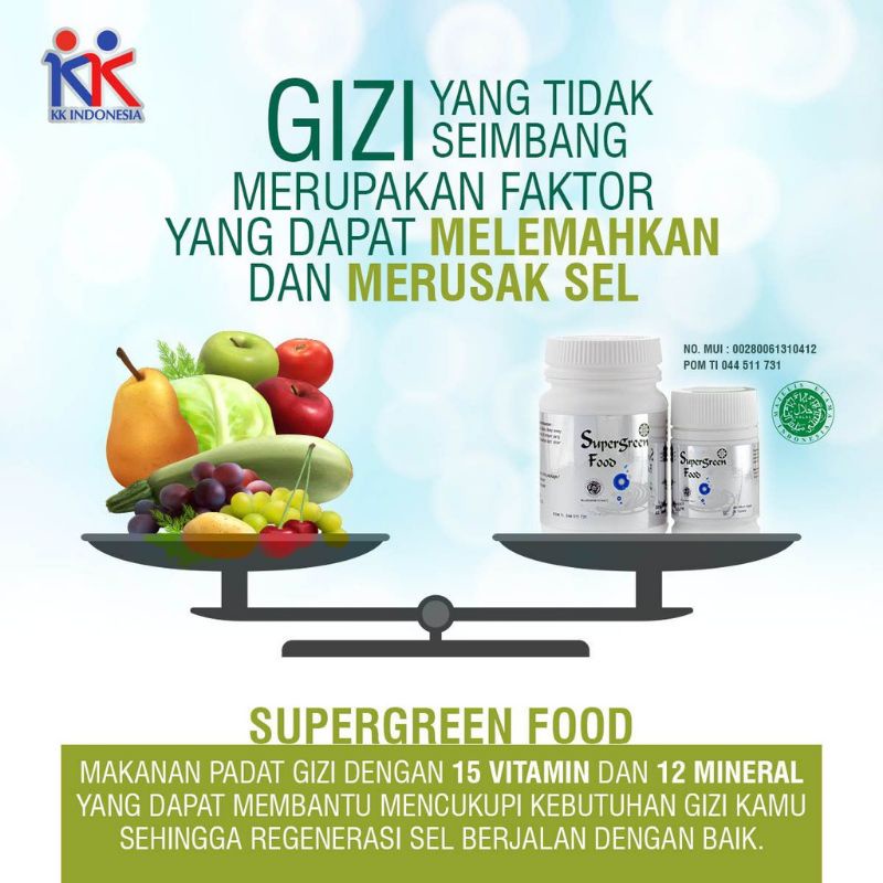 Super Green Food Isi 600 Tablet Suplemen Multivitamin KK Indonesia Padat Gizi Meningkatkan imun Tubuh Herbal Asam Lambung Maag kronis Gerd Asam Lambung