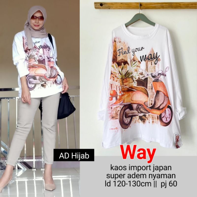 BAJU ATASAN WANITA JUMBO BIG SIZE KAOS LD 120-130 // WAY TUNIK BY AD HIJAB FASHION HQ/TUNIK BIGSIZE 