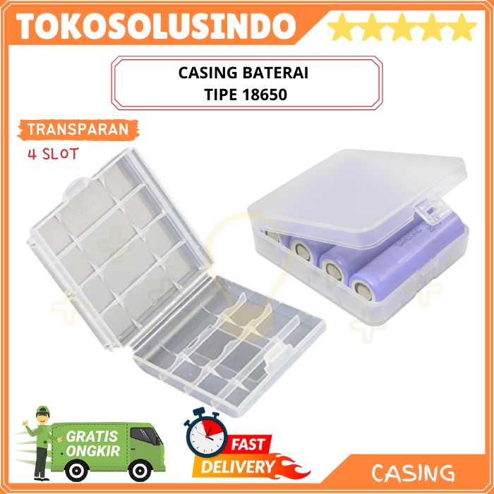 Box / Case / Kotak Batre 4 Slot 18650 (Baterai Vape) / 16340 / 18350