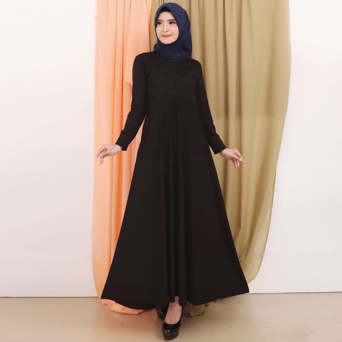 YSF -HITJAB - Gamis Jersey Kombinasi Brukat Gamis Remaja Baju Wanita Terbaru 9888