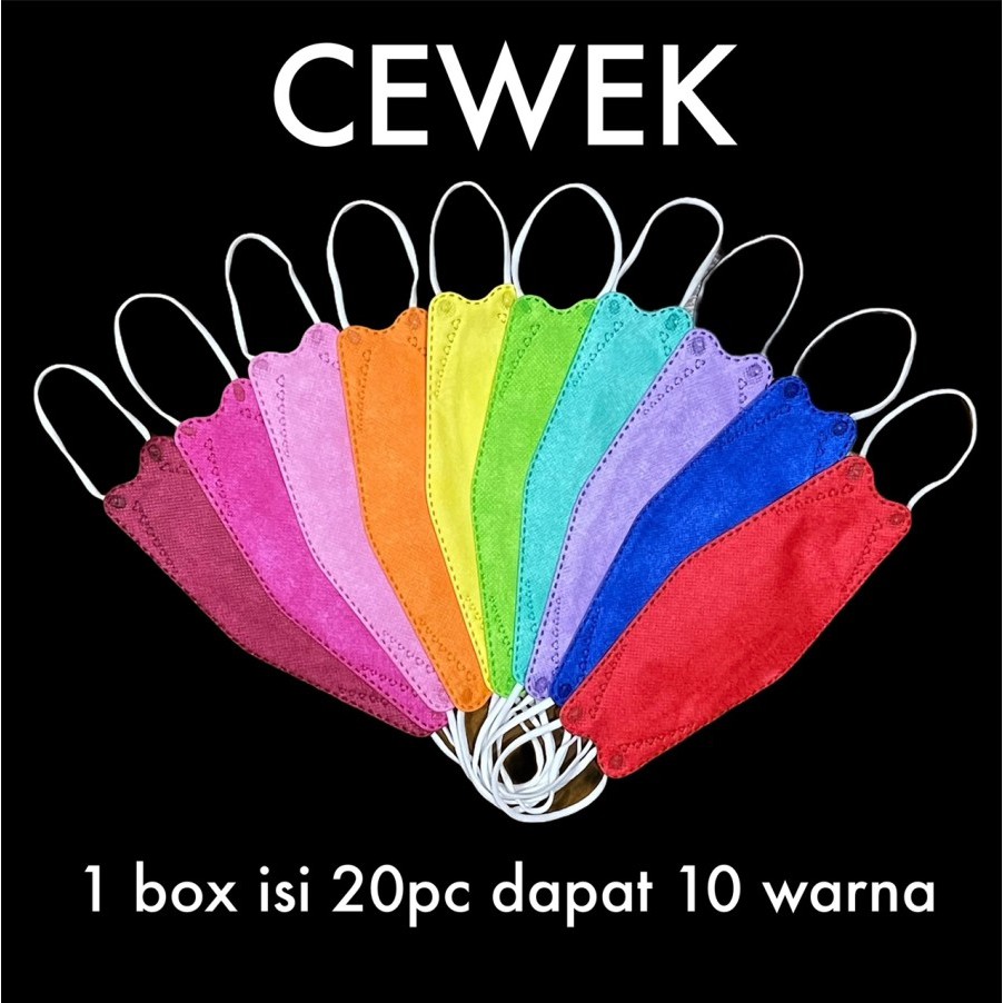 Masker Rainbow KF 94 CAREION Masker KF94 Korea 4ply CAREION Warna Warni mix  - CEWEK/COWOK