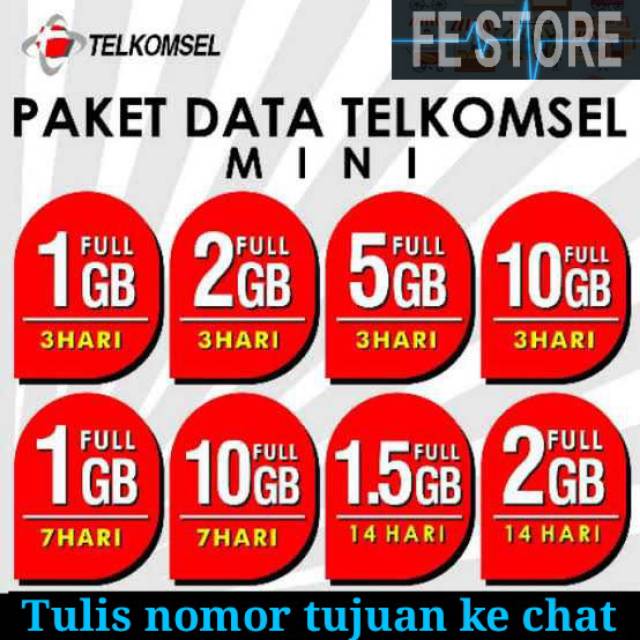 PAKET INTERNET TELKOMSEL DATA MINI TELKOMSEL FULL 1GB 2GB 3GB 4GB 5GB
