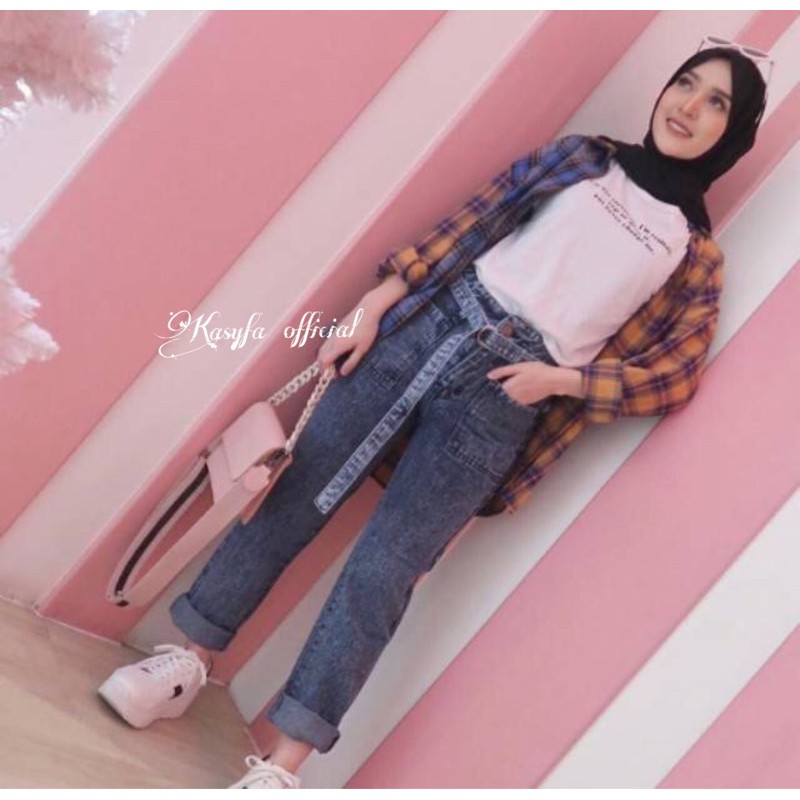 BAGGY JEANS POKI GESKA // CELANA JEANS BOYFRIEND SAKU DEPAN